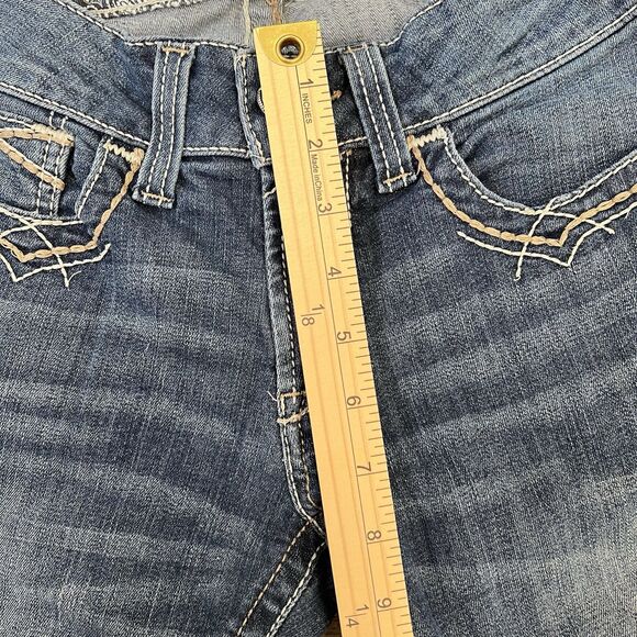 Ariat Real MR Denim Jeans Size 28S Short Low Mid Rise Bootcut Entwined Stretch - Picture 9 of 14